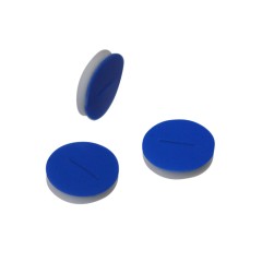 Pre-slit Blue PTFE/White Silicone 8x2mm Vial Septa - 100/pk, CV1844