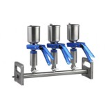 SF181131, 47mm stainless steel vacuum  3 place manifold with clamps and individual control valves